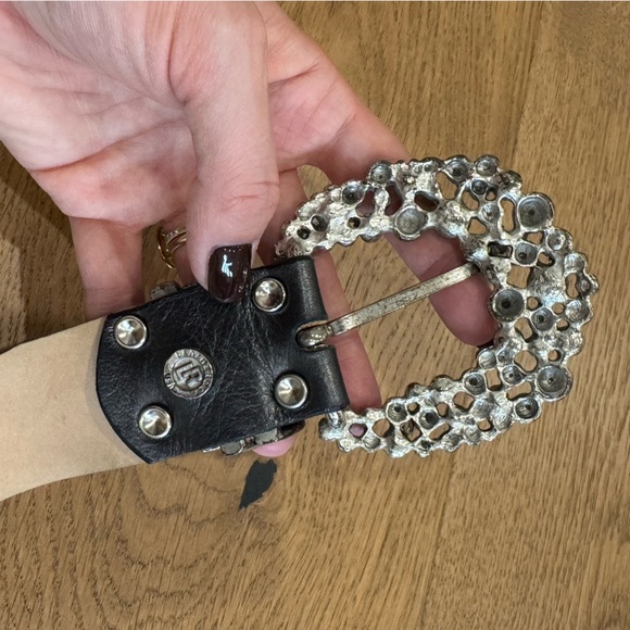 Leatherock Riveted & Studded Leather Belt with Rhinestone Buckle - Size 34 - EUC - Picture 7 of 7